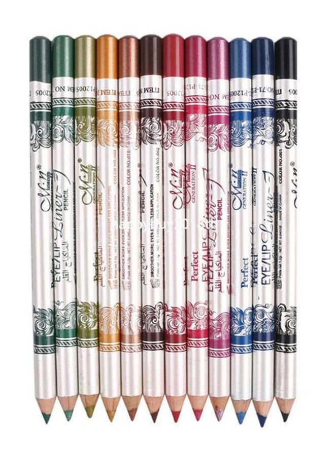 Menow 12-Piece New Design Eye Liner Pencil Set Multicolour - Image 1