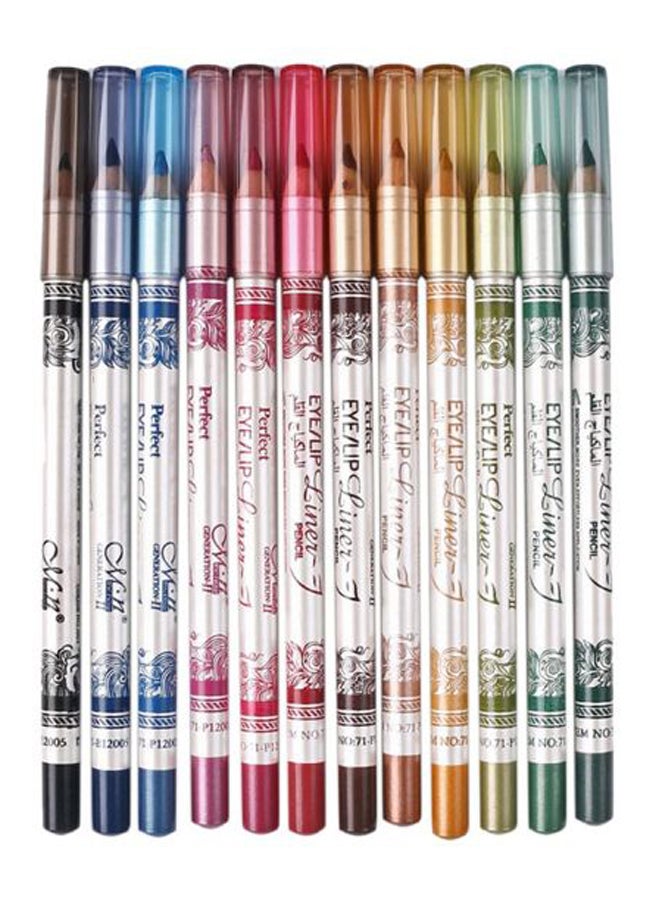 Menow 12-Piece New Design Eye Liner Pencil Set Multicolour - Image 2