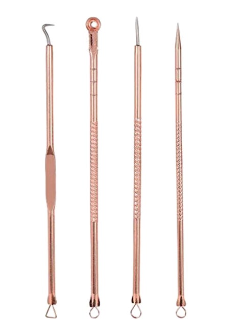 4-Piece Acne Needle Blackhead Remover Tool Set Rose Gold