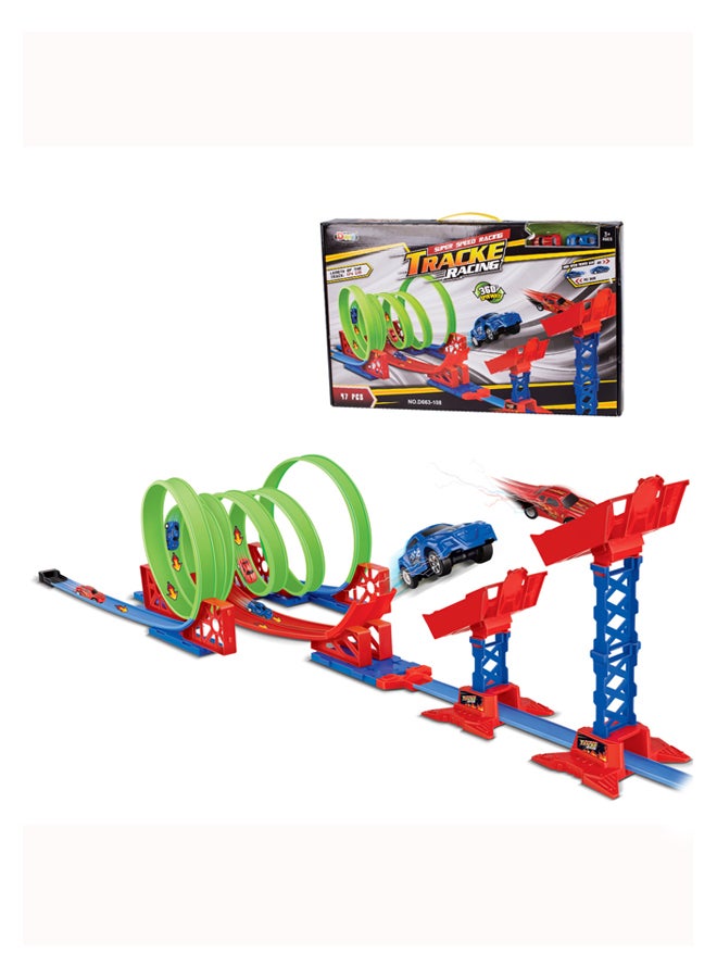 Speeding Race Car With Track Set 
