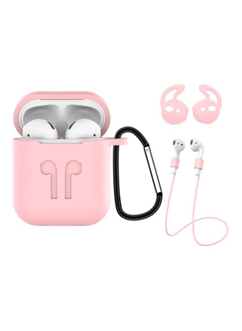Protective Case With Antislip Earbud Hook And Charger Accessories For Apple AirPods Pink