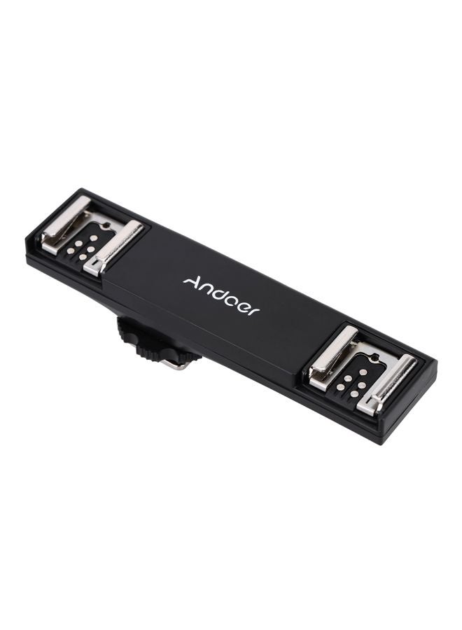 ANDOER Dual Hot Shoe Flash Speedlite Light Bracket Splitter For Canon 7DII/70D/5DR/5DRS/5DIII/6D DSLR Camera/Camcorder Black/Silver 