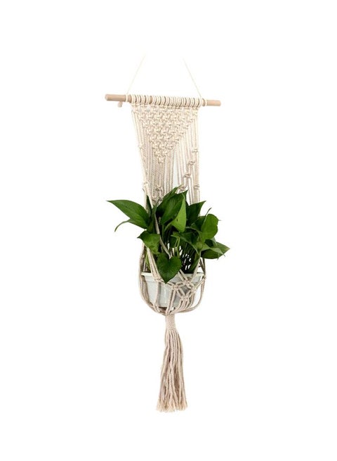 Decorative Hanging Plant Pot Holder Beige 109x35x2centimeter
