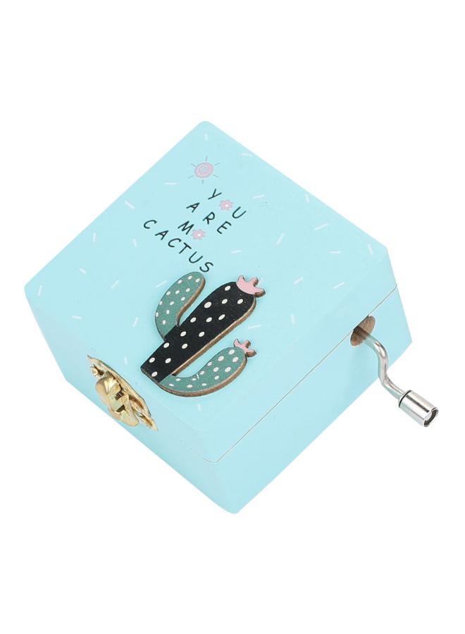 Wooden Plant Music Box Blue/Gold 6.5x6.3x3.9cm 
