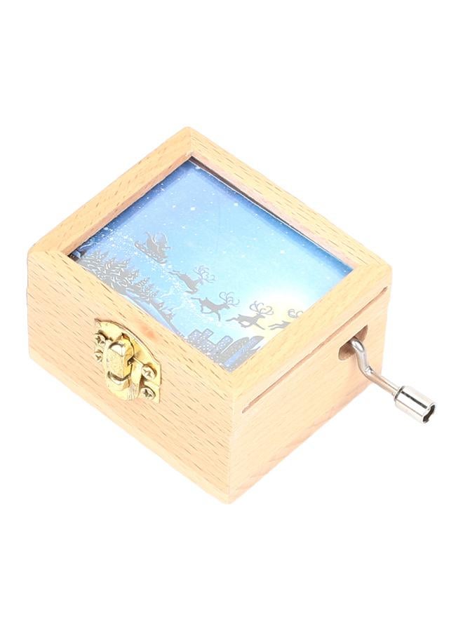 Wooden Snowman Music Box Beige/Blue 6.5x5.5x4cm 