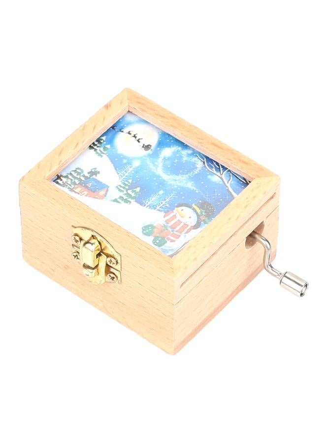 Wooden Snowman Music Box Beige/Blue 6.5x5.5x4cm 