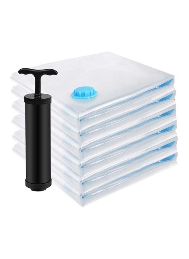 7-Piece Vacuum Compression Storage Bag Set Clear/Blue/Black 60x80cm