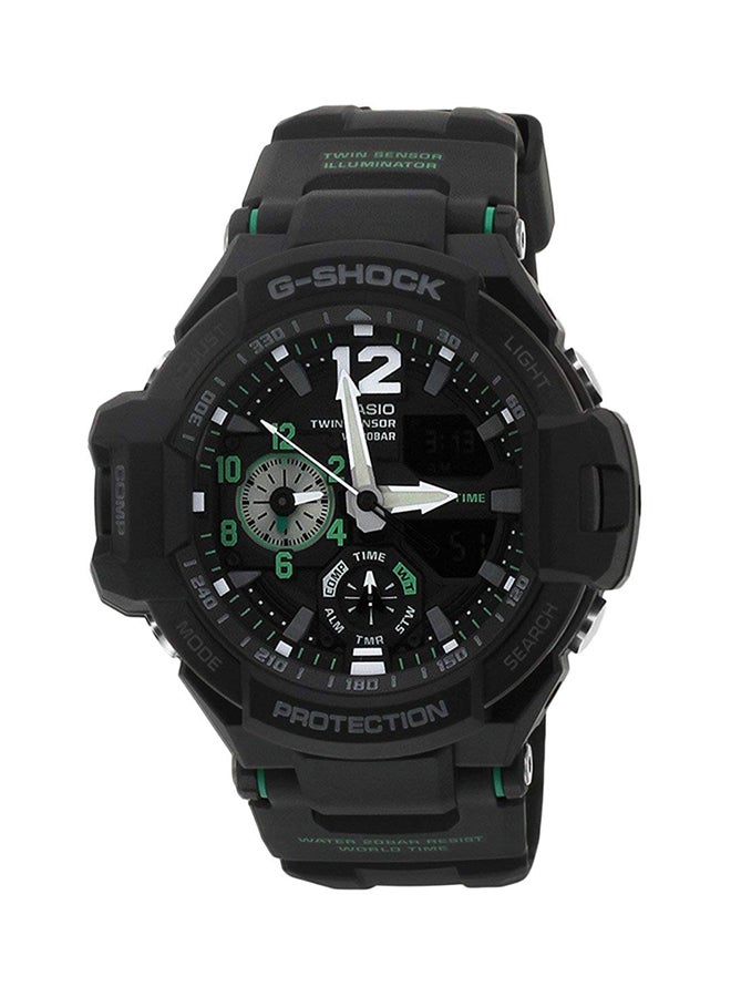 جي شوك ساعة مقاومة للماء بعقارب/ ورقمية وسوار من المطاط طراز GA-1100-1A3DR men - Image 1