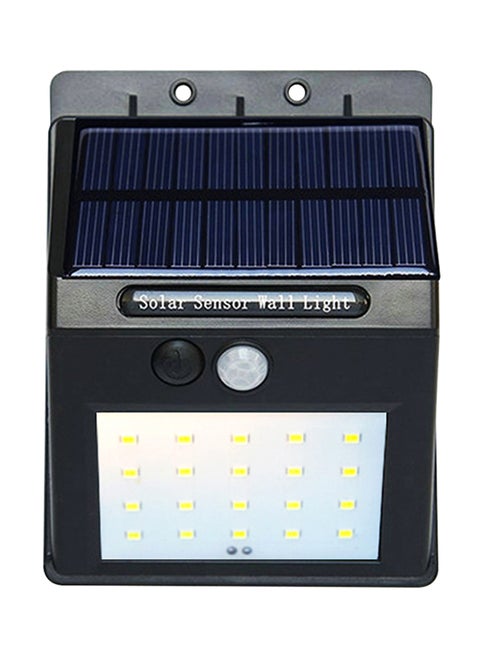 مصباح حائط LED يعمل بالطاقة الشمسية ومزود بجهاز استشعار حركة يعمل بالأشعة تحت الحمراء السلبية (PIR) أسود