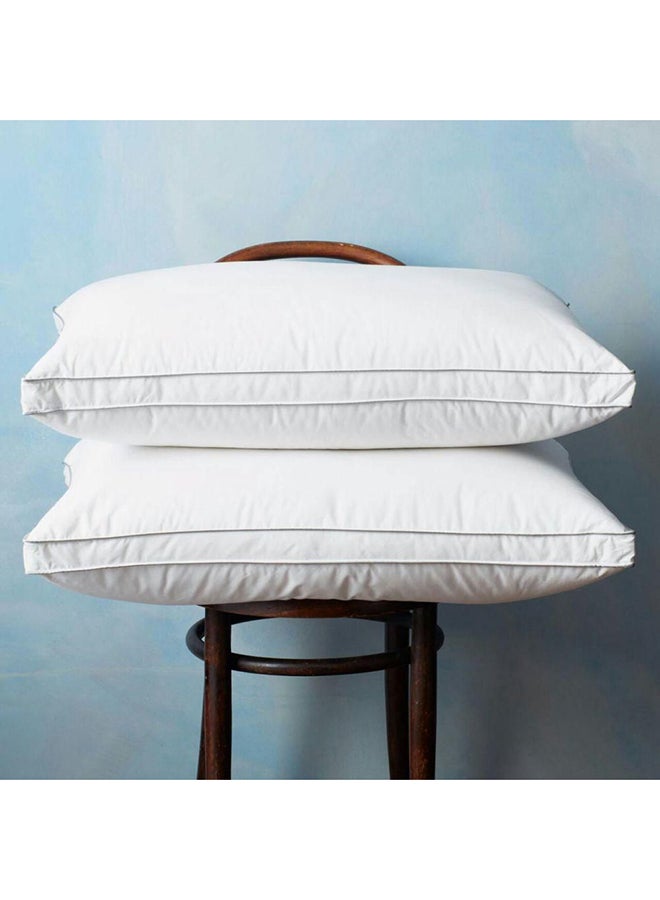 Hours - Princess Hotel Pillow Pack Of 2 Microfiber 1Cm Stripe Pillow, 1000Grms, Queen Cotton White 75x50x12cm - Image 1