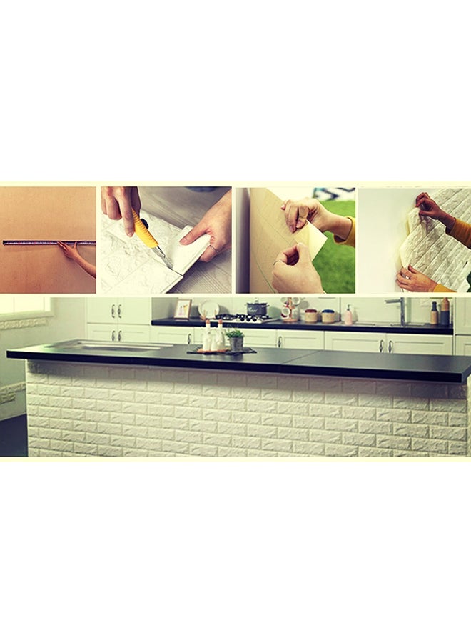 Generic - 10-Piece 3D Foam Bricks Wallpaper Set White 70x77x0.5cm - Image 1