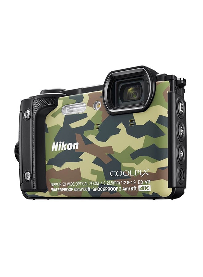 Nikon - Coolpix W300 Point And Shoot Camera 5x Wide Optical Zoom-NIKKOR ED VR Glass Lens 16MP Waterproof With Built-in Wi-Fi, GPS, eCompass And Bluetooth Special Edition-Camouflage - Image 1