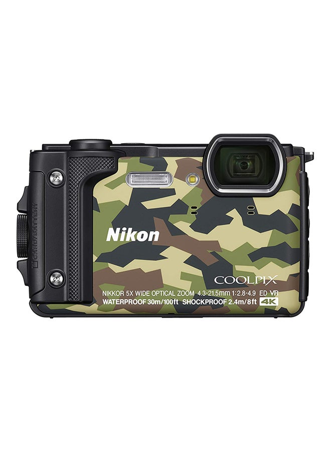 Nikon - Coolpix W300 Point And Shoot Camera 5x Wide Optical Zoom-NIKKOR ED VR Glass Lens 16MP Waterproof With Built-in Wi-Fi, GPS, eCompass And Bluetooth Special Edition-Camouflage - Image 1