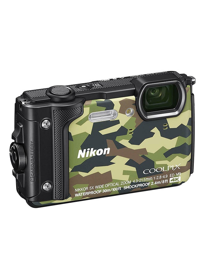 Nikon - Coolpix W300 Point And Shoot Camera 5x Wide Optical Zoom-NIKKOR ED VR Glass Lens 16MP Waterproof With Built-in Wi-Fi, GPS, eCompass And Bluetooth Special Edition-Camouflage - Image 1