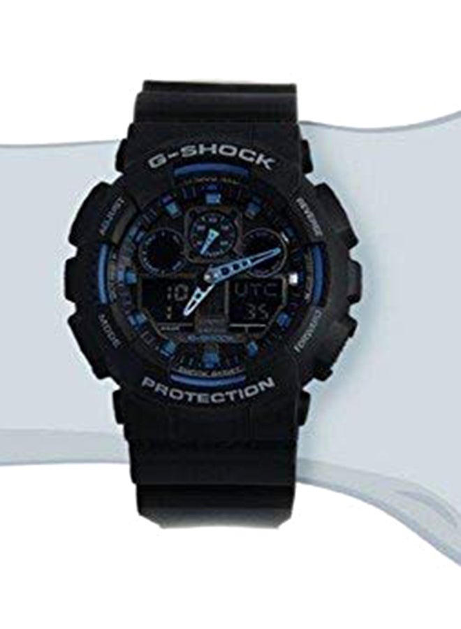G-SHOCK Men's Round Shape Resin Band Analog & Digital Wrist Watch - Black - GA-100-1A2DR - Image 4