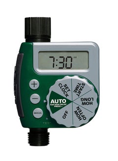 Single Outlet Programmable Hose Faucet Timer Green/Grey 6.7 x 3.1 x 10.2inch