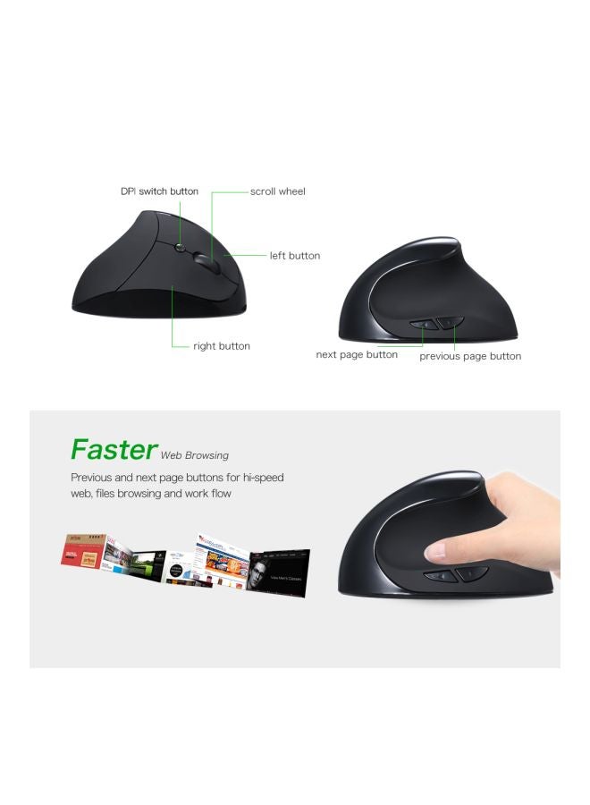 Vertical Wired Optical Mouse Grey