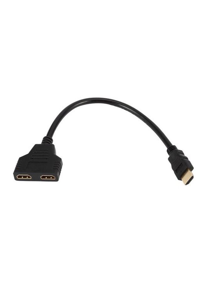 كابل مقسم محمول من منفذ HDMI ذكر إلى أنثى مزدوج أسود/فضي
