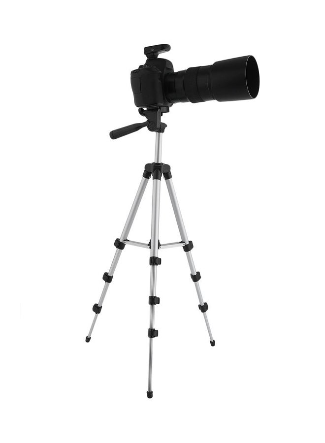 Legs Camera Tripod With Rocker Arm Portable Phone Holder Stand Black/Silver