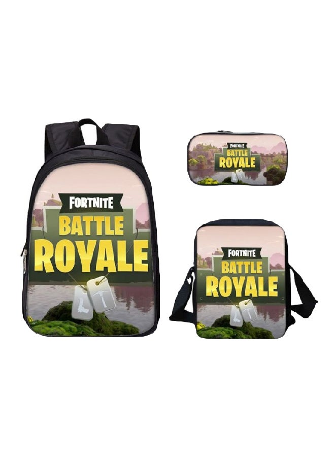 طقم حقيبة ظهر مدرسية مطبوعة بتصميم لعبة الفيديو Fortnite Battle Royale مكون من 3 قطع أخضر/أصفر/وردي