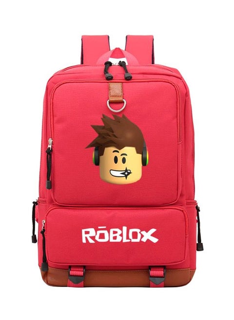 Roblox Style Travel Backpack Red/Brown/Beige