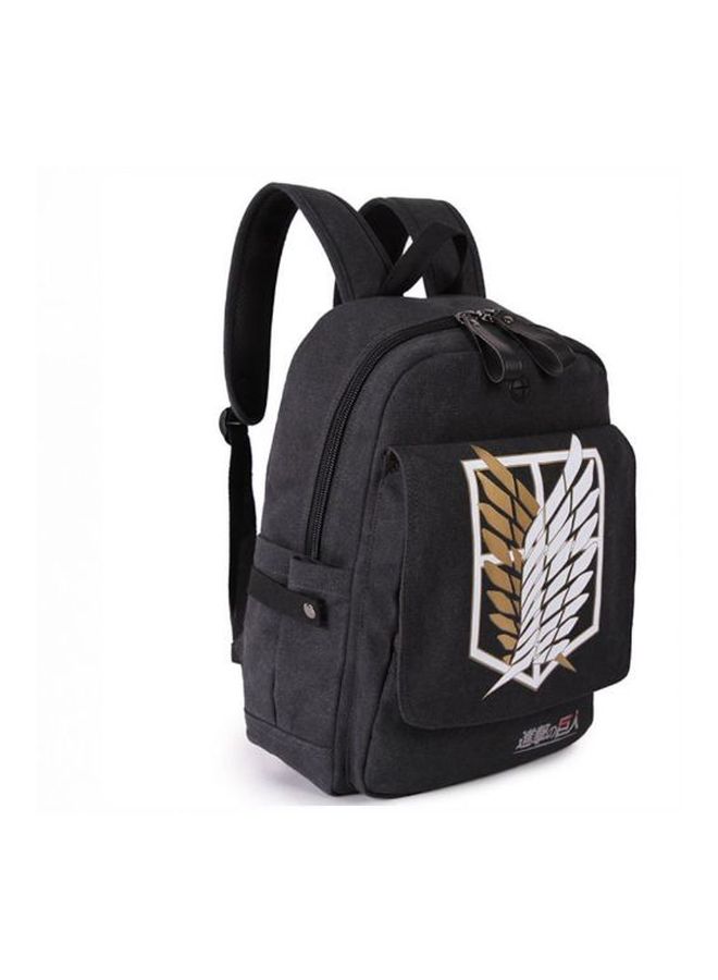 Attack On Titans Anime Canvas Backpack Black/White/Beige - Image 2