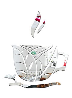 Bluelans Coffee Cup Mirror Wall Sticker Silver 30 x 38centimeter 