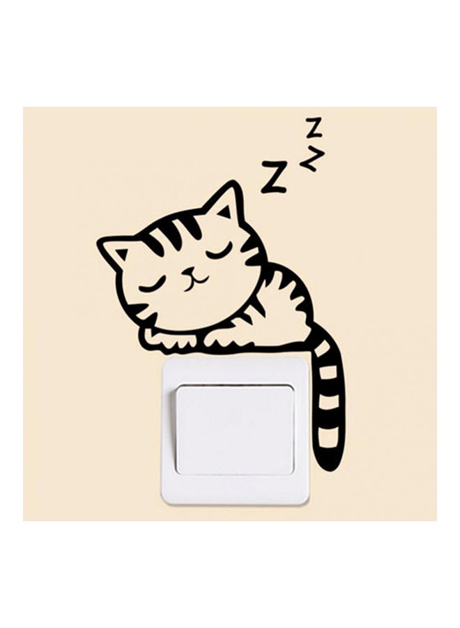 Bluelans Cartoon Cat Switch Wall Sticker Black one size 