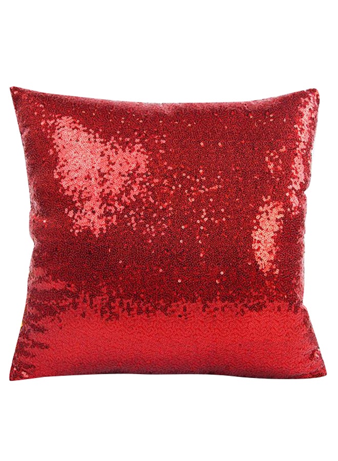 بلولانز غطاء وسادة بنمط سادة مزينة بالترتر اللامع أحمر 40 x 40سم