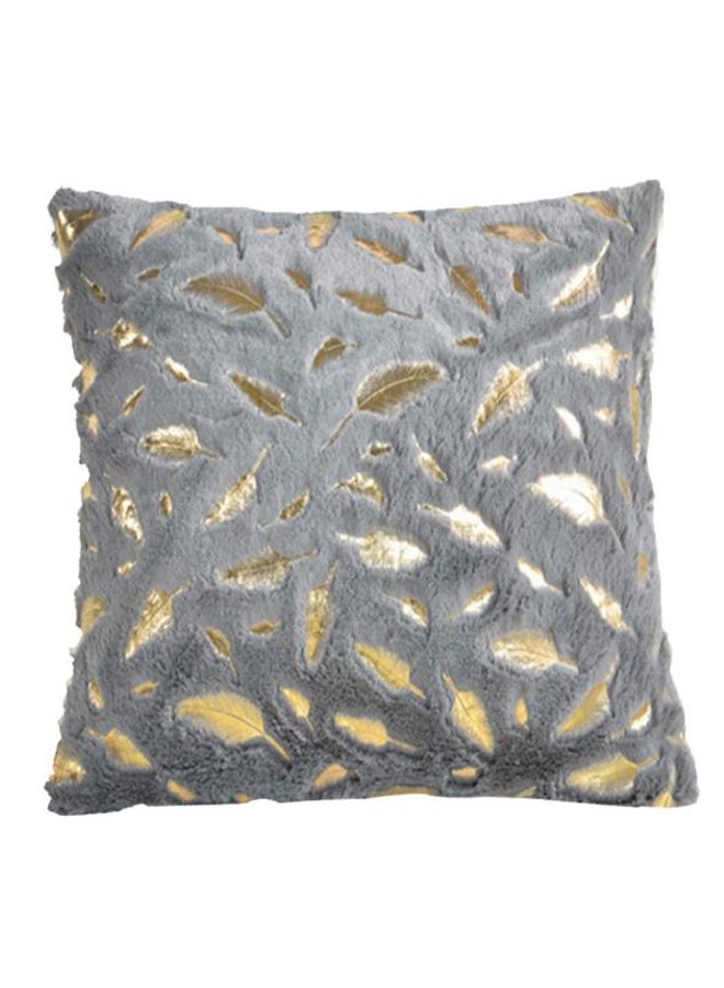 بلولانز غطاء وسادة من القطيفة بنمط ريشة للزينة رمادي/ذهبي 45 x 45سم
