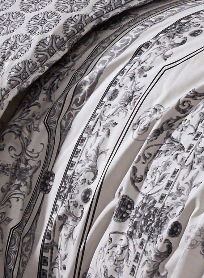 ريغال إن هاوس طقم غطاء لحاف مطبع بالزهور من 4 قطع قطن أرجواني/أبيض/رمادي - Image 5