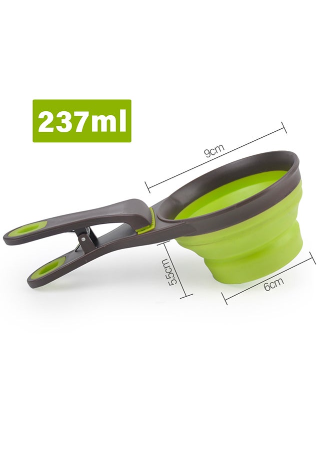 Generic Pet Measuring Collapsible Food Scoop With Clip Middle Size Green  - Image 2