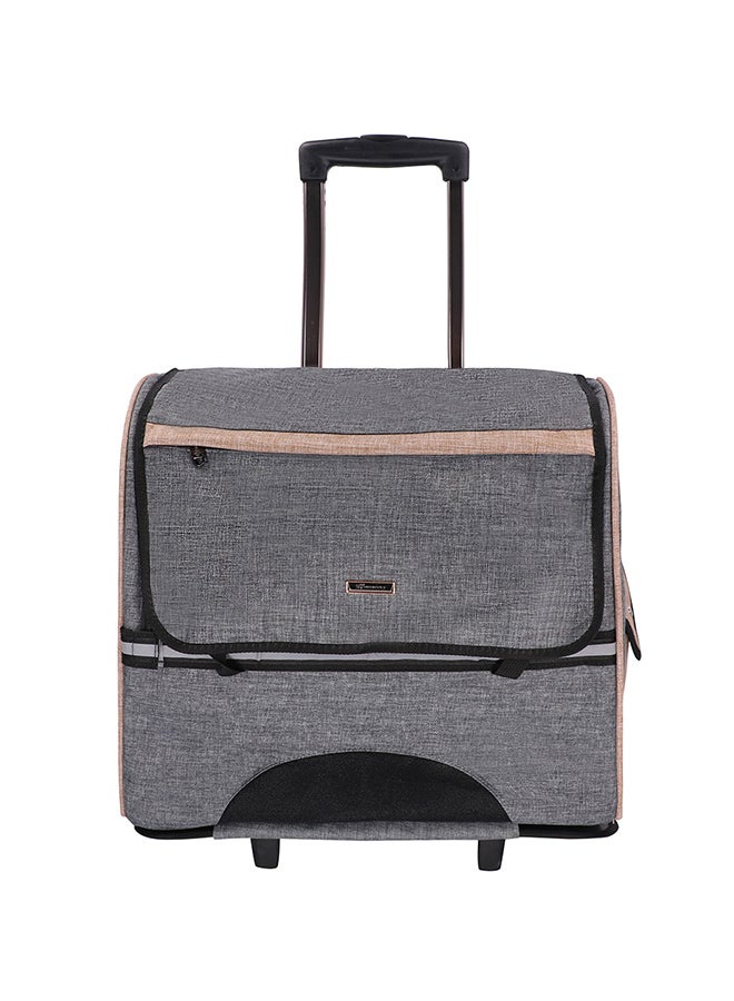 حقيبة ظهر لحمل الكلاب والحيوانات الأليفة بعجلات رمادي - Image 1