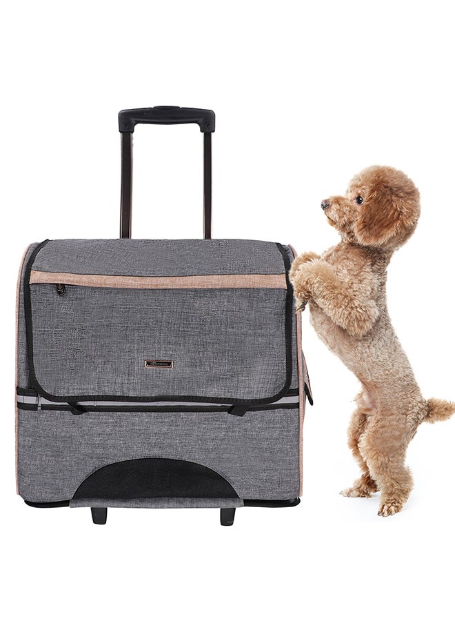 حقيبة ظهر لحمل الكلاب والحيوانات الأليفة بعجلات رمادي - Image 2