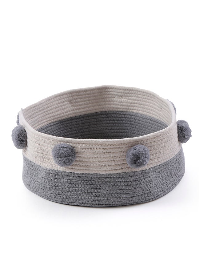 Cotton Rope Round Pet Bed Basket Grey - Image 2
