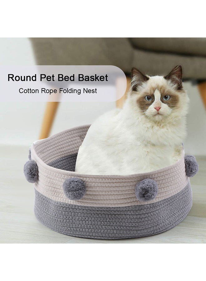 Cotton Rope Round Pet Bed Basket Grey - Image 4