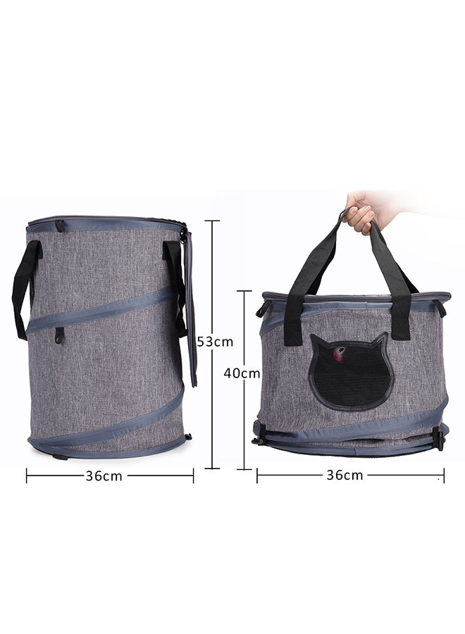 3 in 1 Cat Collapsible Carrier With Cushion Scratch Ball Grey - Image 2