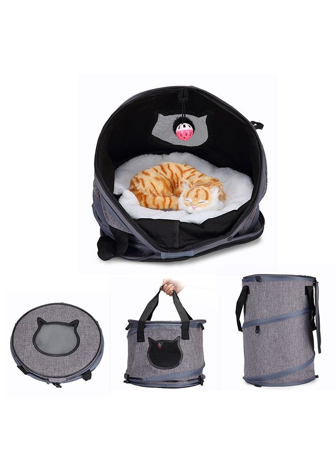 3 in 1 Cat Collapsible Carrier With Cushion Scratch Ball Grey - Image 3