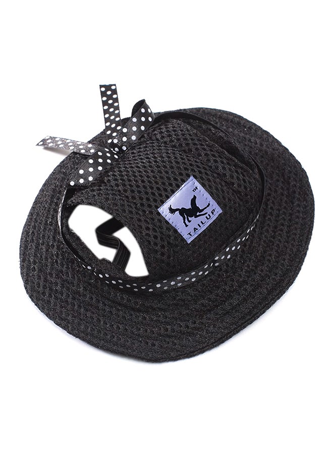 Canvas Round Brim Sun Hat With Ear Holes For Puppy Black - Image 1