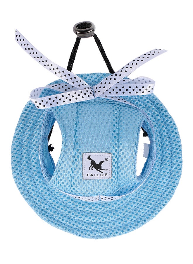 Canvas Round Brim Sun Hat With Ear Holes For Puppy Blue - Image 1