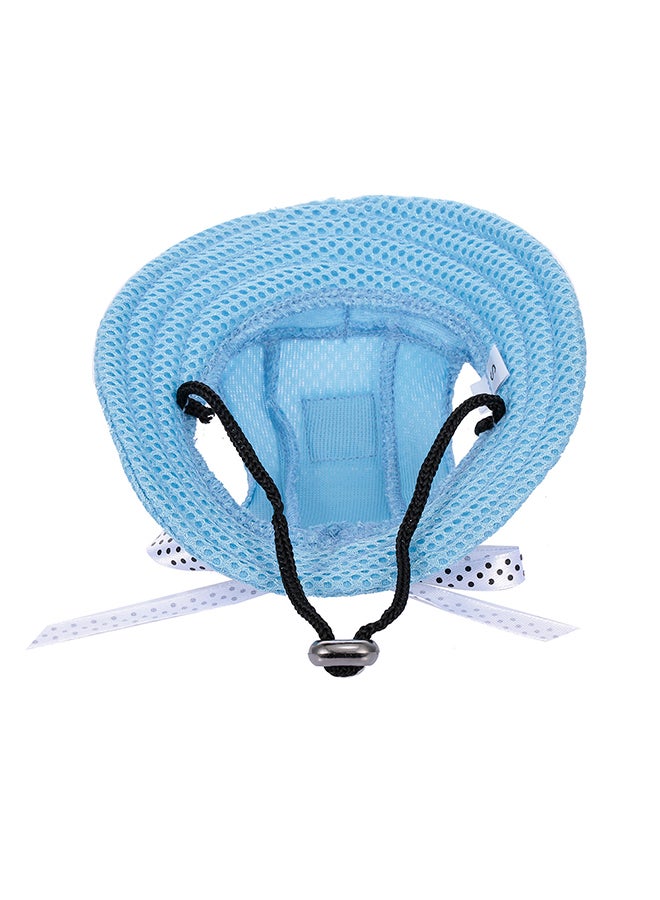 Canvas Round Brim Sun Hat With Ear Holes For Puppy Blue - Image 2