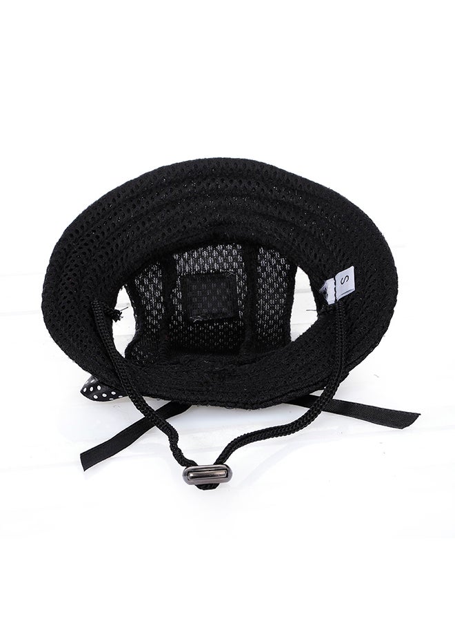 Canvas Round Brim Sun Hat With Ear Holes For Puppy Black - Image 2
