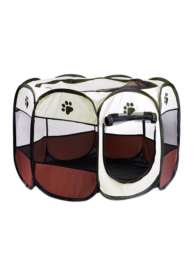 سرير للكلاب من قطن أكسفورد قابل للطي والحمل بلون القهوة - Image 1