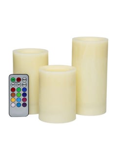 Generic 3-Piece LED Flameless Candle With Remote Off White  - Image 1