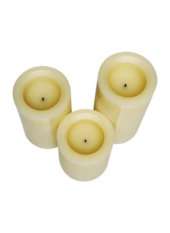 شموع LED عديمة اللهب مع جهاز تحكم عن بُعد من 3 قطع أوف وايت - Image 3