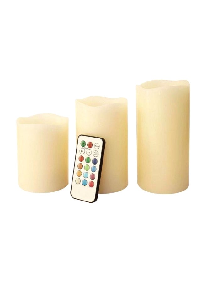 3-Piece Remote Controlled Flameless Candle Set Beige 