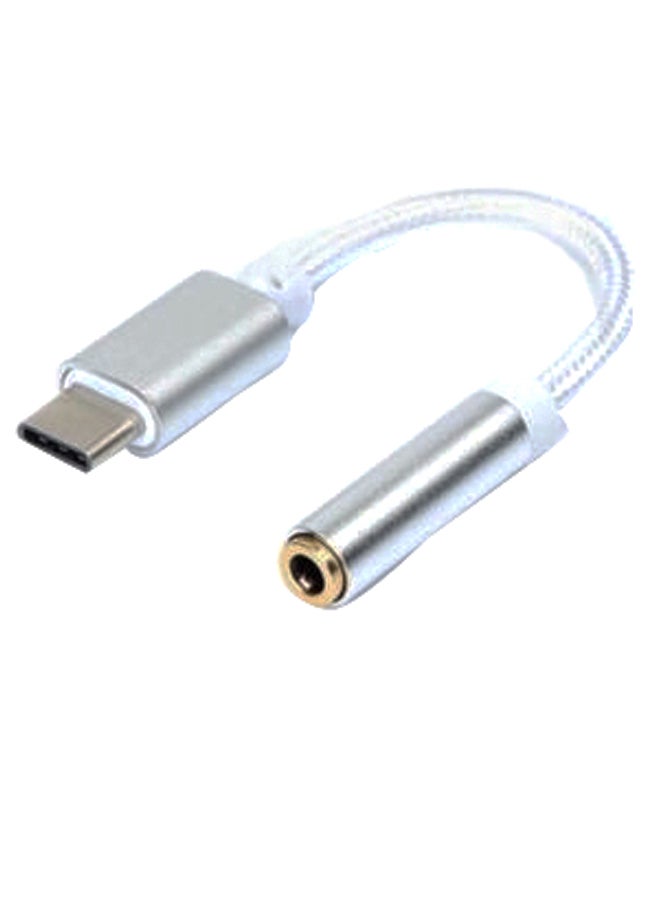 أو إتش بي أيه محول من منفذ Type-C إلى مقبس Aux صوتي لسماعة الرأس فضي/أبيض