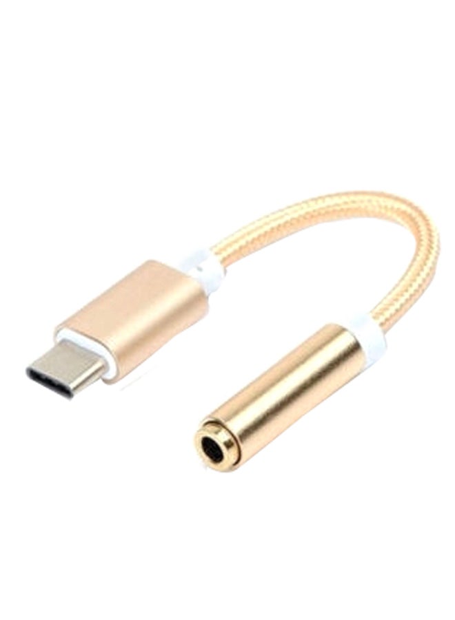 OHPA Type-C To Audio Aux Headphone Jack Adapter Gold/White