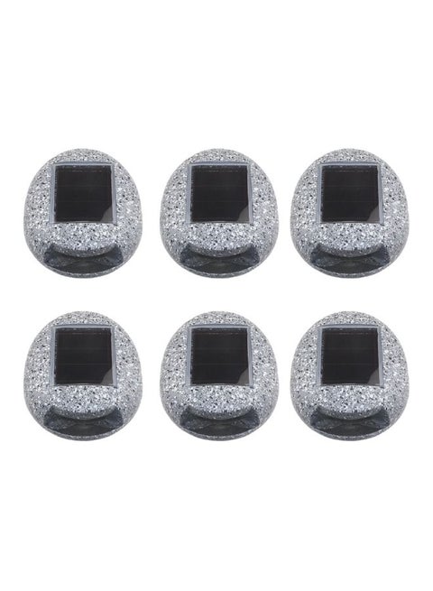 6-Piece Solar Powered Pathway LED Lamp Grey 18.5x8.5x10centimeter