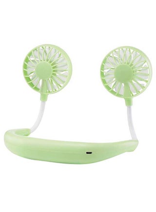 Portable USB Rechargeable Neck Hanging Dual Fan LH202 Green/White - v1564158135/N27613764A_1